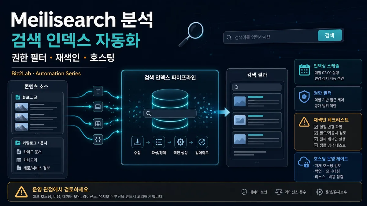 Meilisearch로 블로그와 상품 검색 index 자동화를 검토하는 대표 이미지