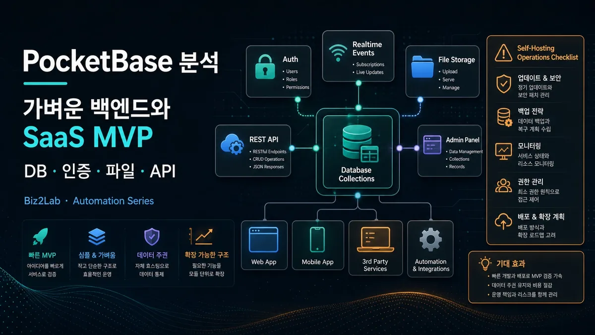 PocketBase로 소규모 SaaS MVP 백엔드 운영을 검토하는 대표 이미지